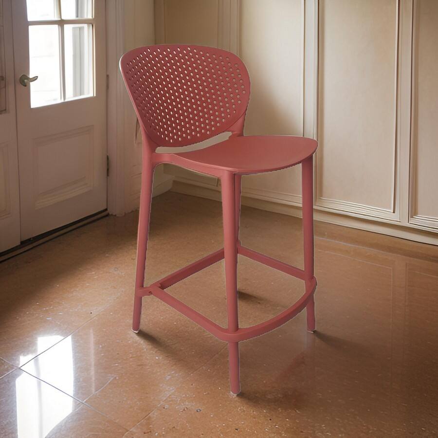 Alt View 2. Manhattan Lane - Celin 30 Inch Barstool Chair, Set of 4, Stackable, Mesh, Curved Seat, Orange - Orange.