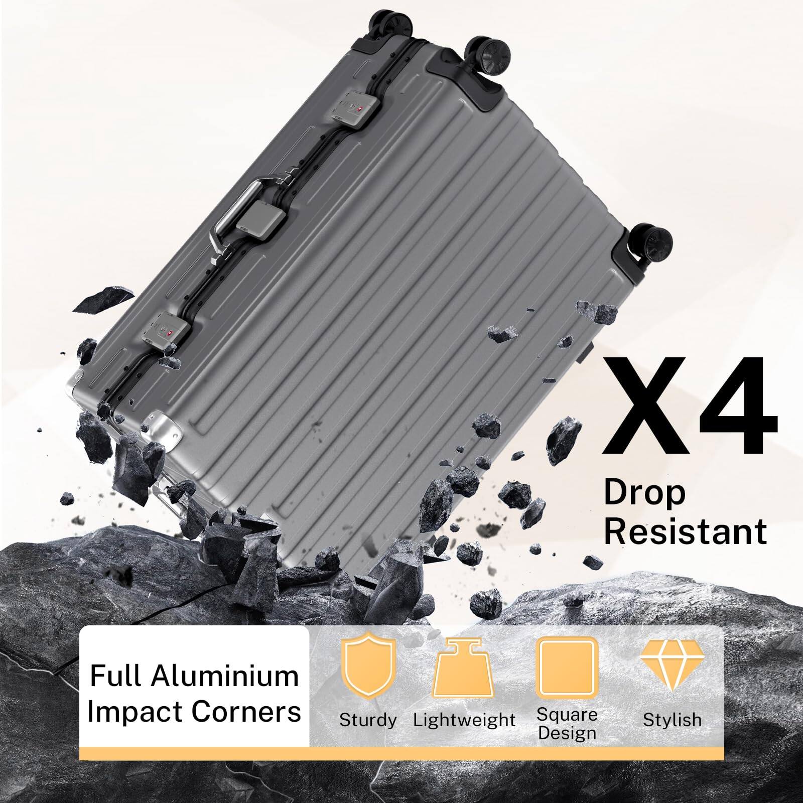 X4 Drop Resistant Full Aluminium Impact Corners Sturdy Lightweight Square Design Stylish