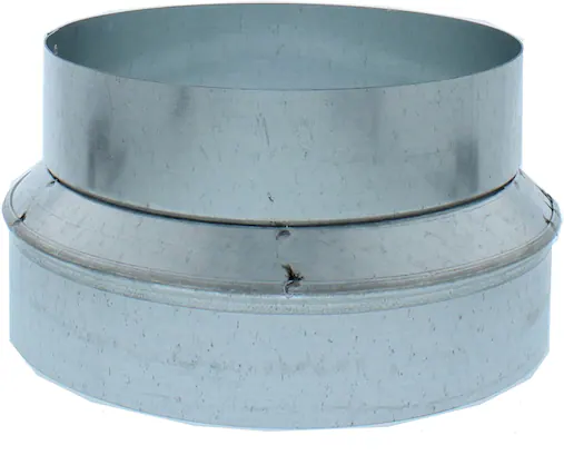 Front. Zephyr - Duct 8 In. to 7 In. Round Reducer for Range Hood - Silver.