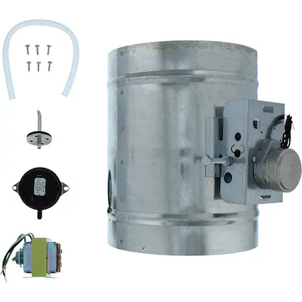 Front. Zephyr - Duct 10 In. Universal Make-Up Air Damper Kit for Range Hood - Silver.