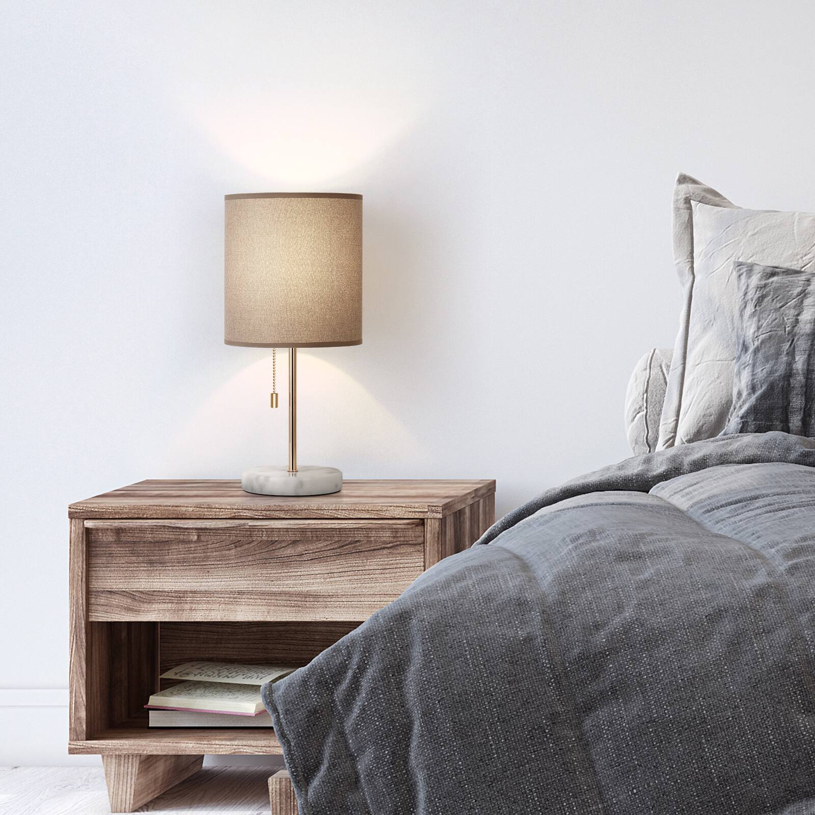 Alt View 1. Oumilen - Modern Table Lamp with Marble Base Nightstand Lamp for Bedroom Living Room Gray.