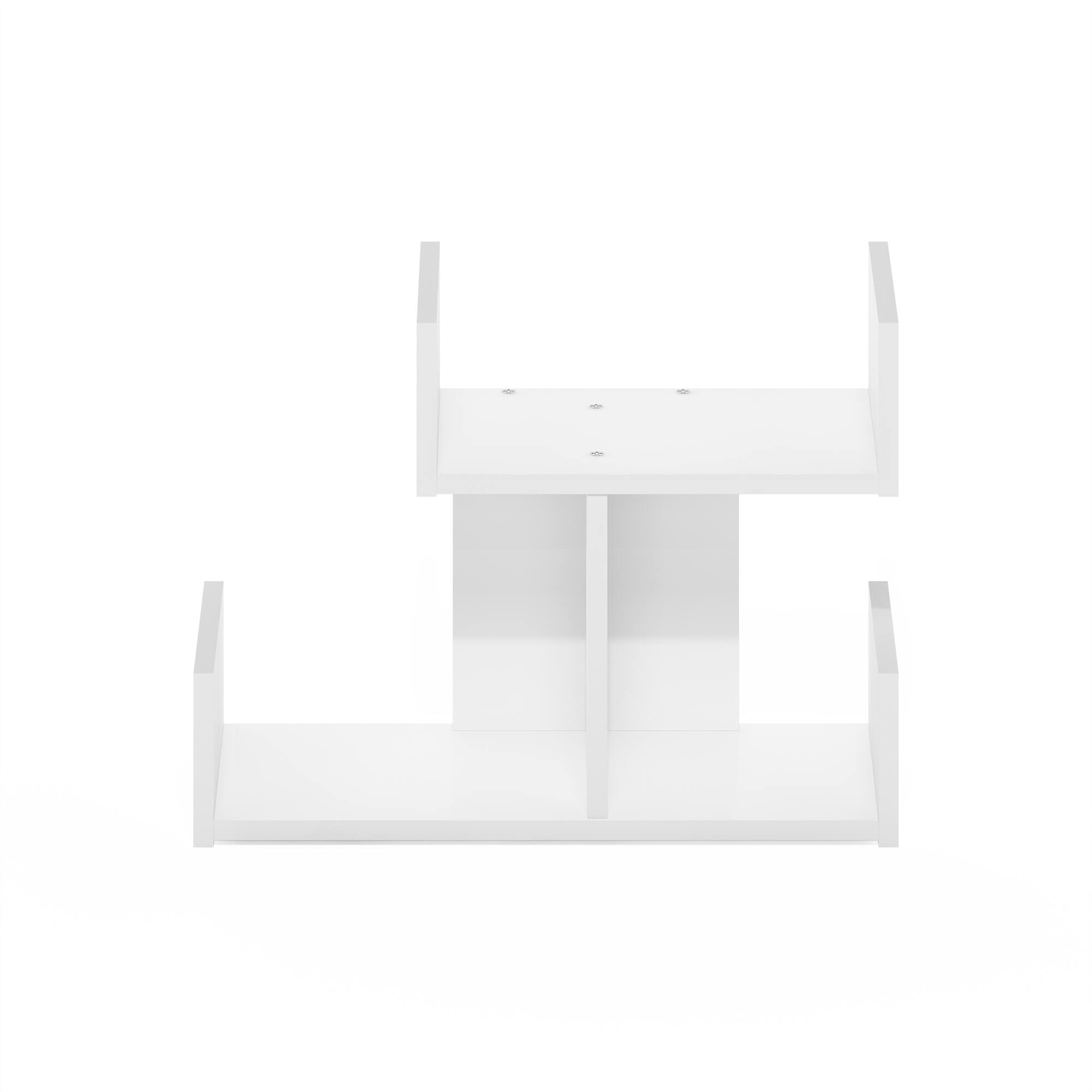 Alt View 2. Furinno - Hermite Wooden Desktop Bookshelf Storage Organizer for Home and Office Supplies - White.