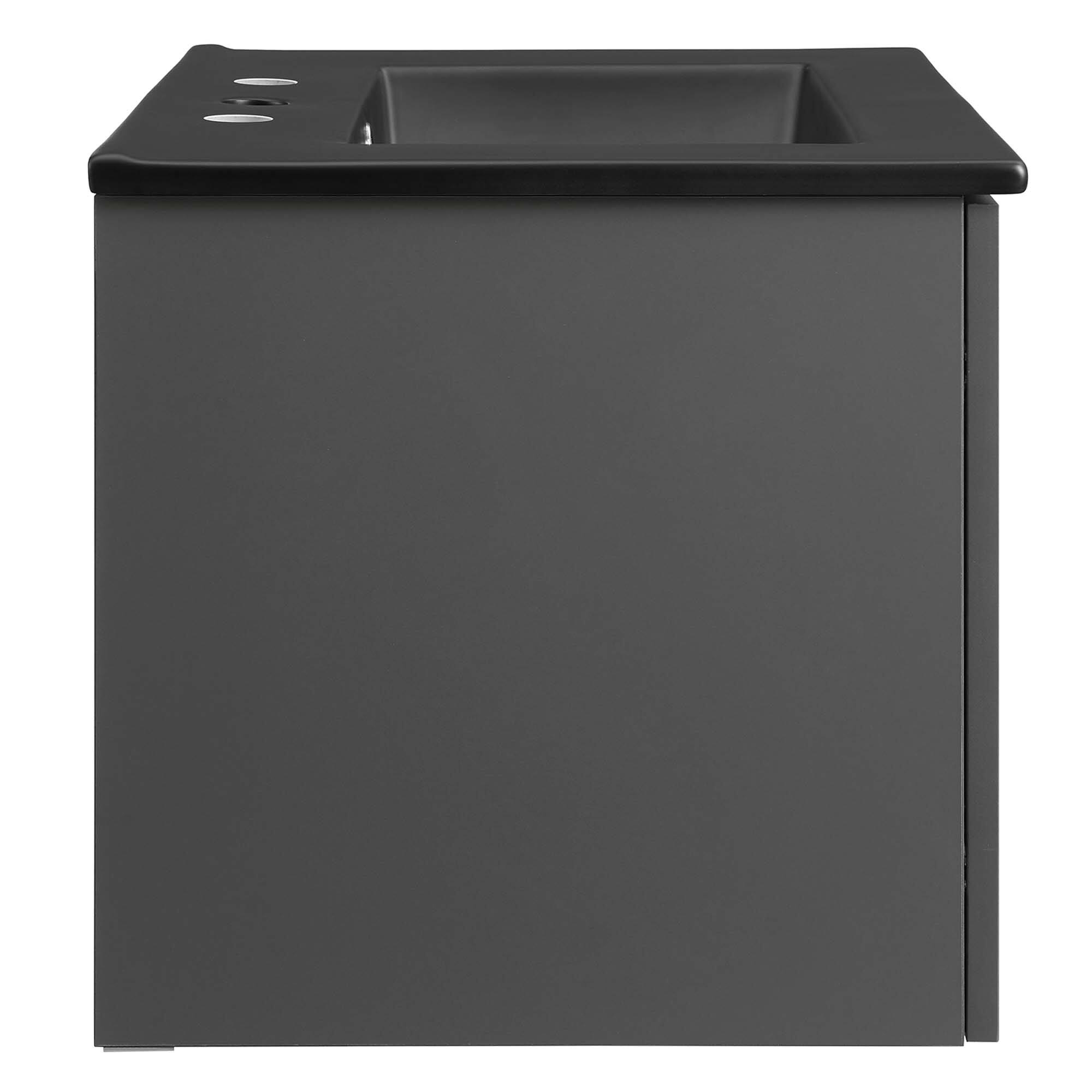 Alt View 1. Modway - Maybelle Wall-Mount Bathroom Vanity Basin Included - Gray Black.