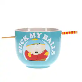 Silver Buffalo - South Park Eric Cartman "Suck My Balls" 20-Ounce Ramen Bowl and Chopstick Set - Blue