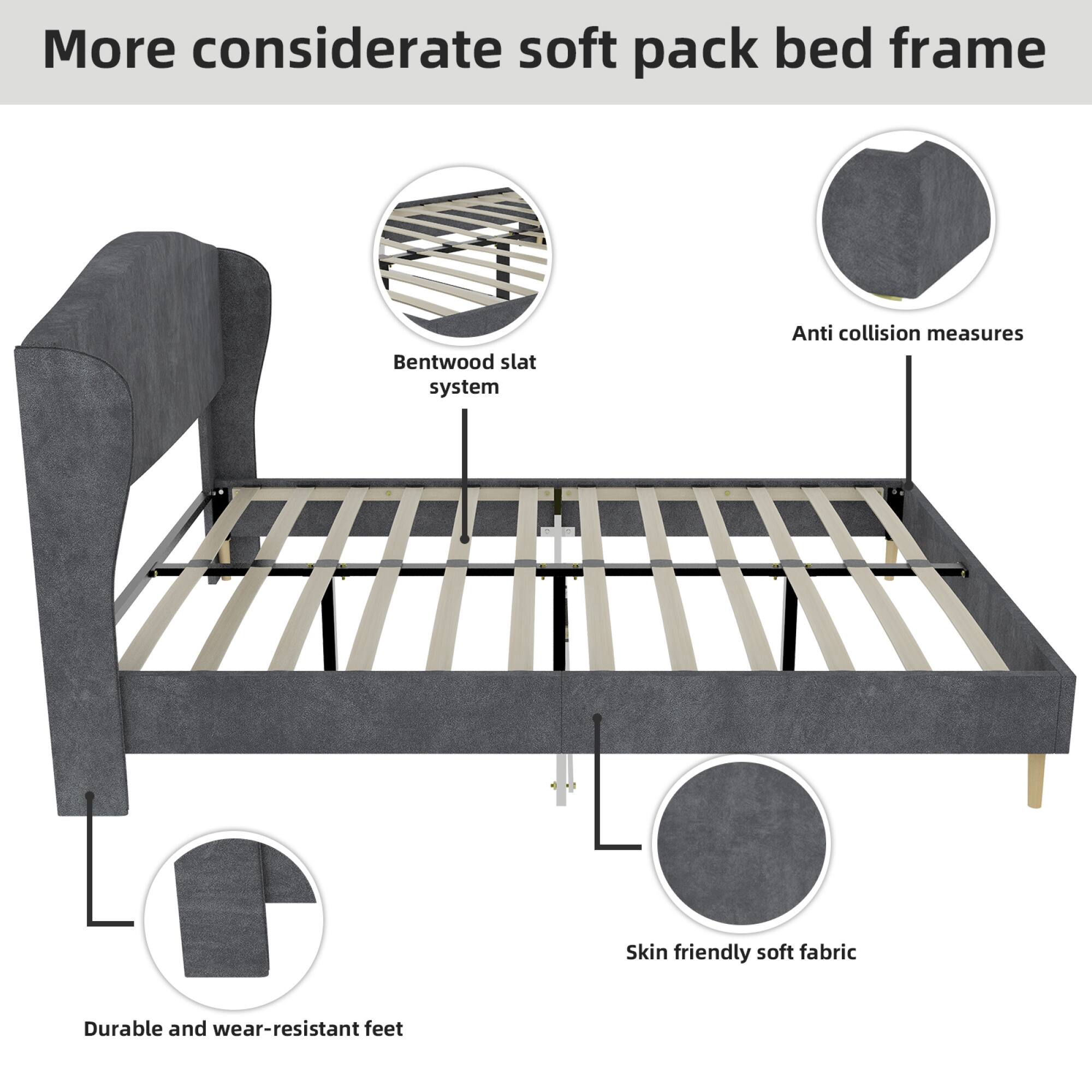 More considerate soft pack bed frame  
Bentwood slat system  
Anti collision measures  
Skin friendly soft fabric  
Durable and wear-resistant feet