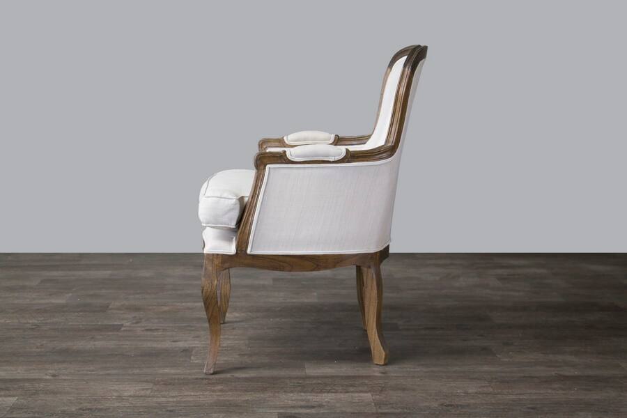 Left. Baxton Studio - Napoleon Traditional French Accent Chair-Ash - White.