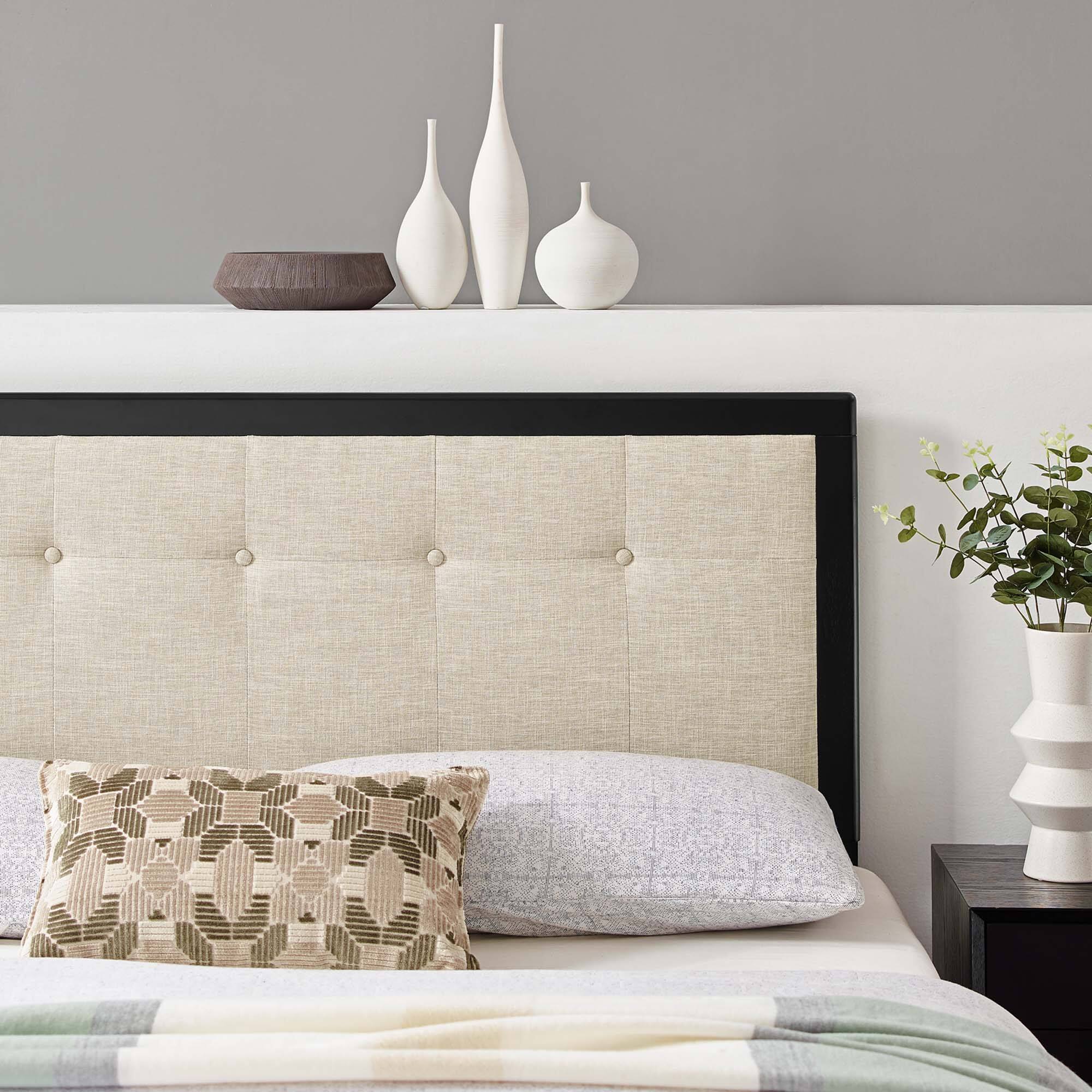 Alt View 4. Modway - Draper Tufted Fabric and Wood Queen Headboard by Modway - Brown.