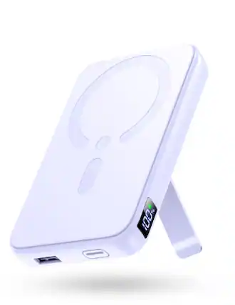 Front. Trigiz - Magnetic Power Bank, 12,000mAh Portable Charger with 20W USB-C Fast Charging for iPhone 13-17 Series - Lightpurple.