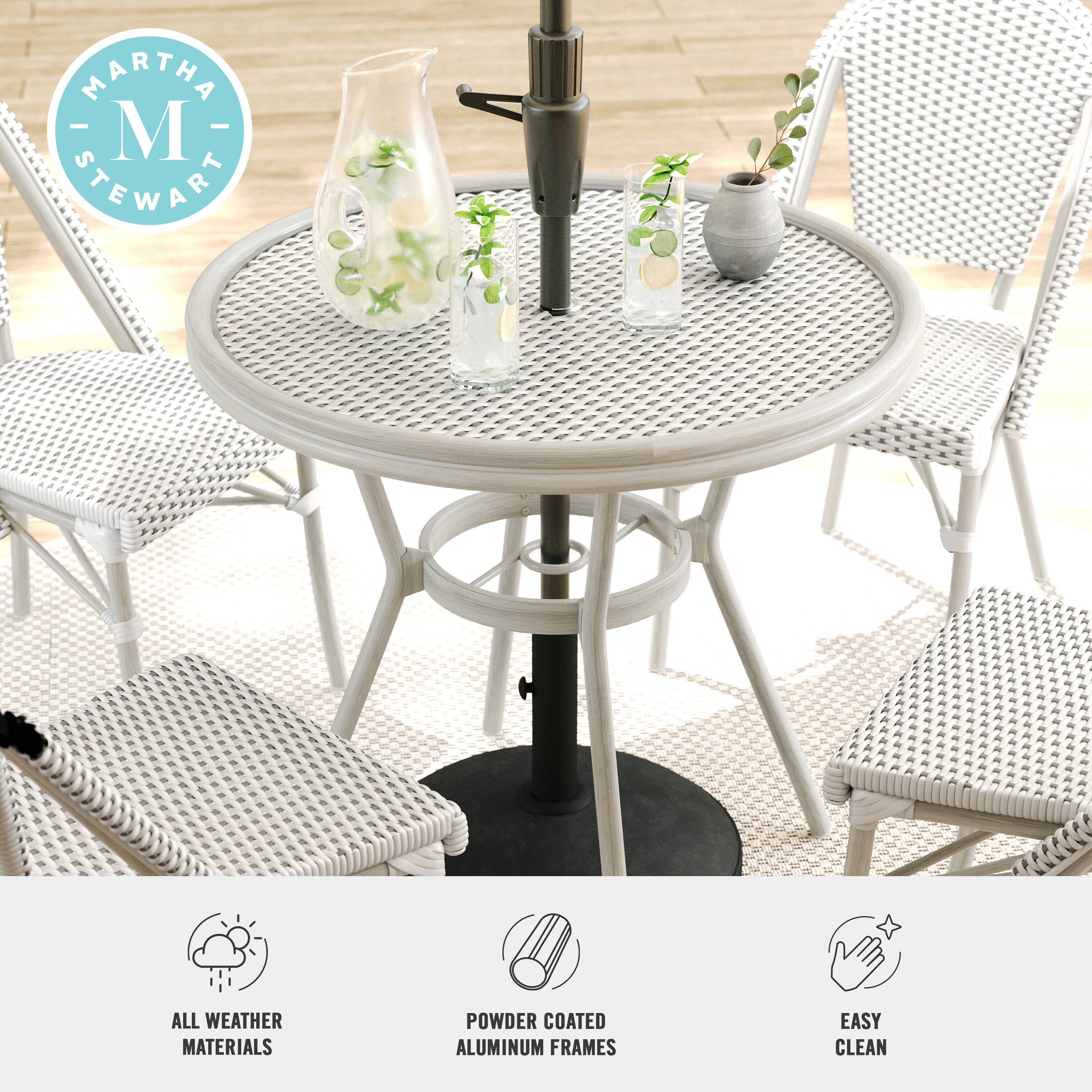 MARTHA STEWART ALL WEATHER MATERIALS 0 POWDER COATED ALUMINUM FRAMES EASY CLEAN