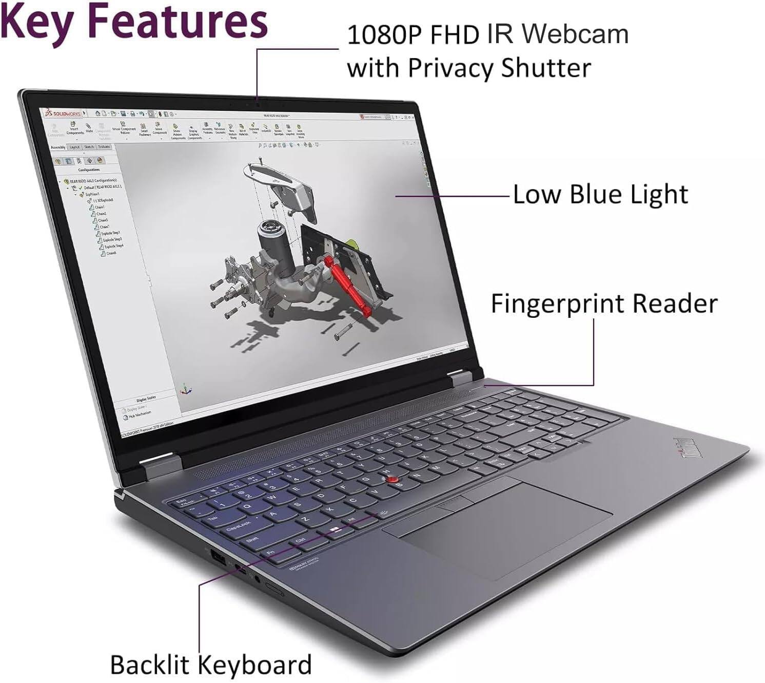 Key Features

- 1080P FHD IR Webcam with Privacy Shutter
- Low Blue Light
- Fingerprint Reader
- Backlit Keyboard