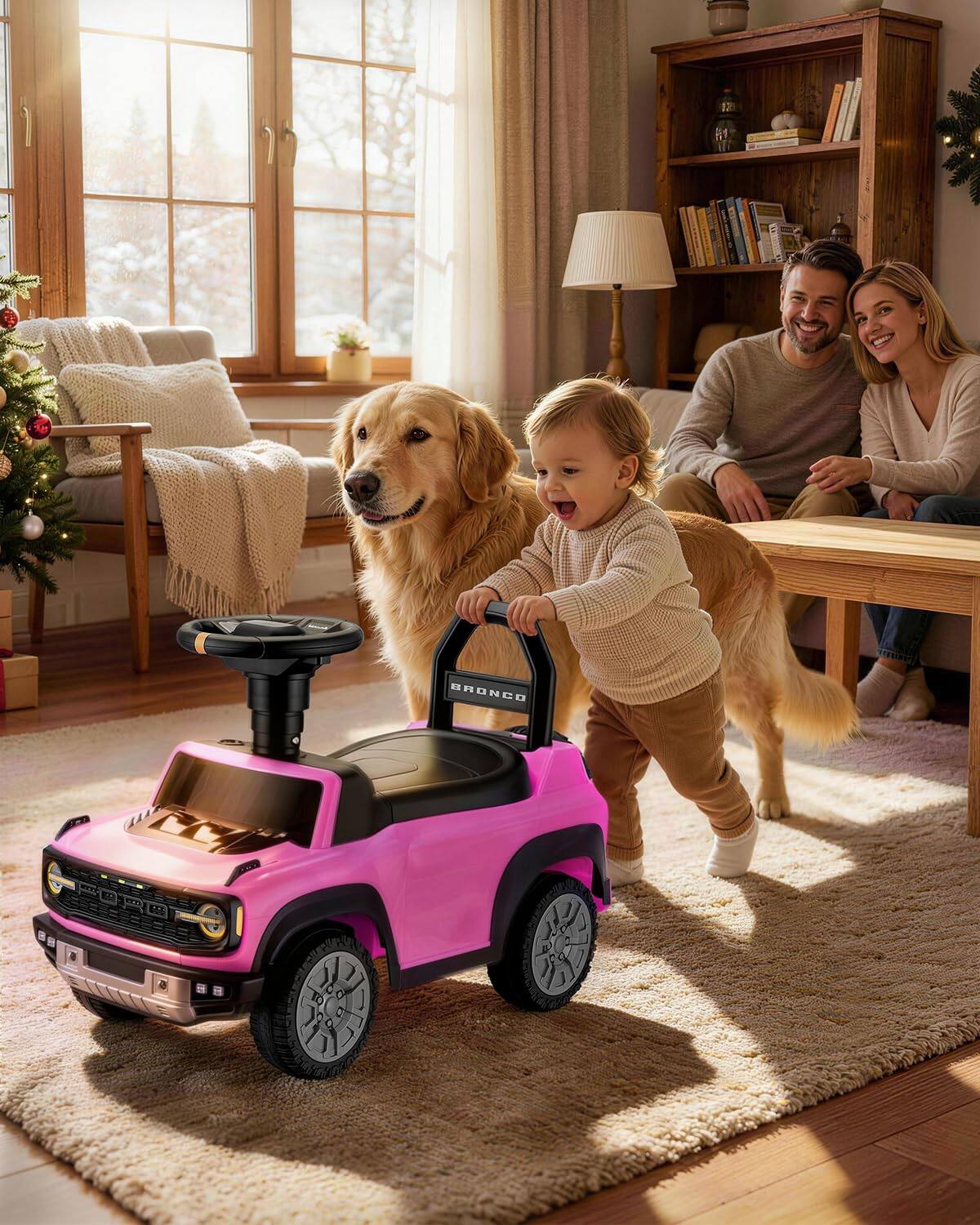 Alt View 1. FIRST RIDE ON - Licensed Ford Bronco Raptor Toddler Push Car, Toddler Foot-to-Floor Ride on Car w/Horn, Music & Hidden Storage - Pink.