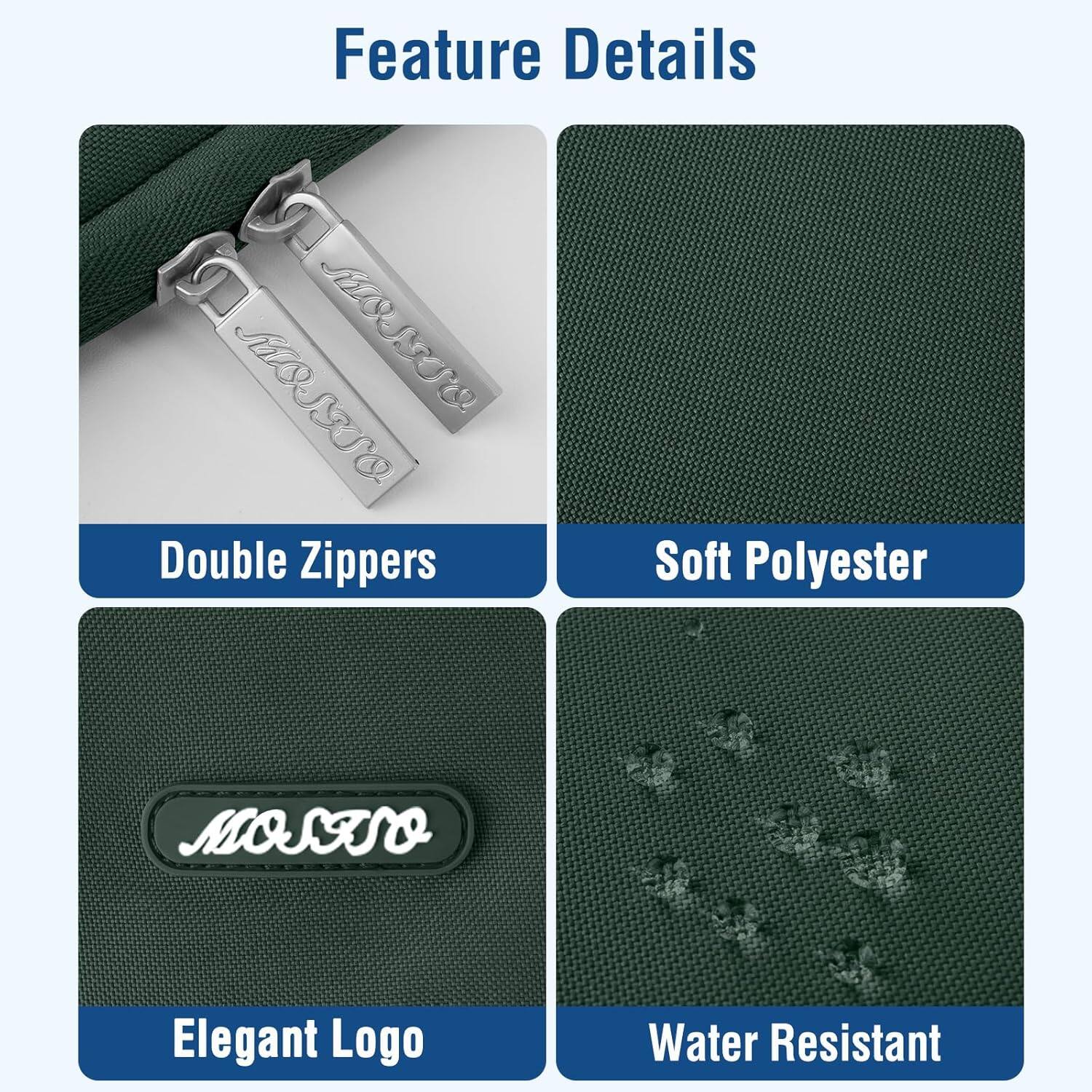 Feature Details

- Double Zippers
- Soft Polyester
- Elegant Logo
- Water Resistant