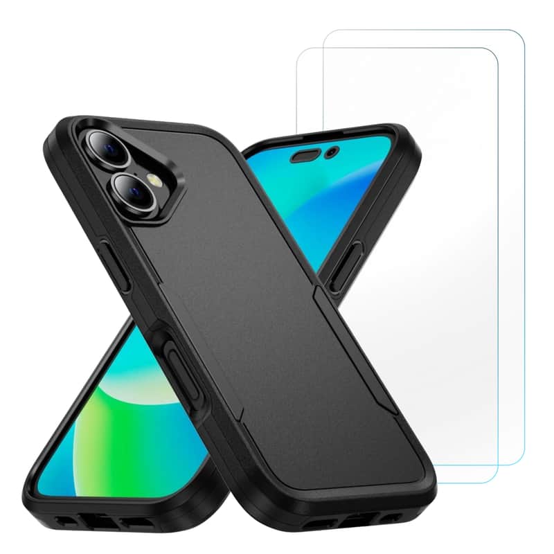 Front. Entronix - Entronix iPhone 17 Bundle - Soft-Touch Dual-Layer Case with 2 Clear Screen Protectors - Black.