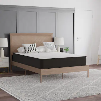 Front. Emma + Oliver - Drift 10 Inch Hybrid Mattress, High Density Foam and Pocket Spring Mattress in a Box, CertiPur-US Certified Foam - White/Gray.