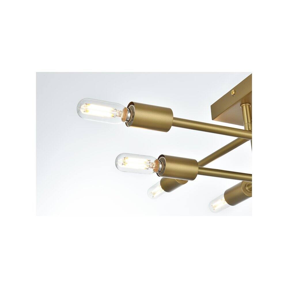Alt View 4. Living District - Script 19 Inch Flush Mount Ceiling Light in Satin Gold - Satin Gold.