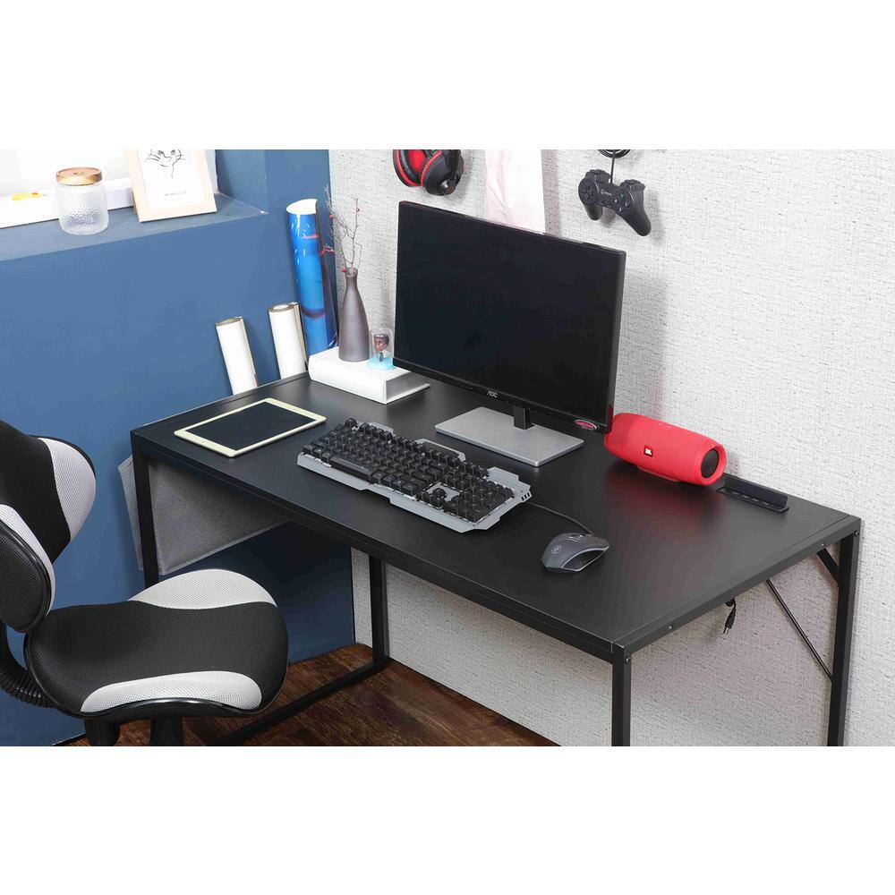 Alt View 1. JJS - Small Computer Desk Simple Style Writing Desk - White/Pink.