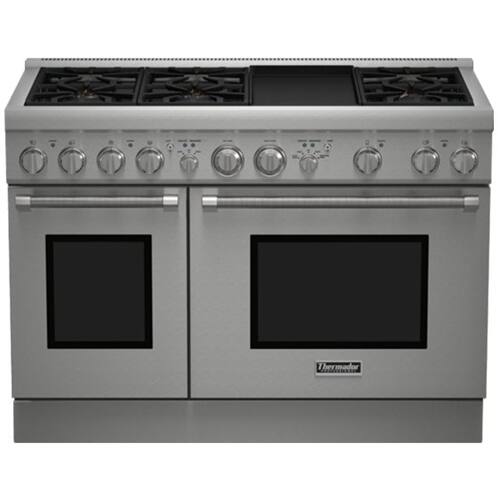 Thermador - 6.6 Cu. Ft. Self-Cleaning Freestanding Double Oven Gas Convection Range - Silver