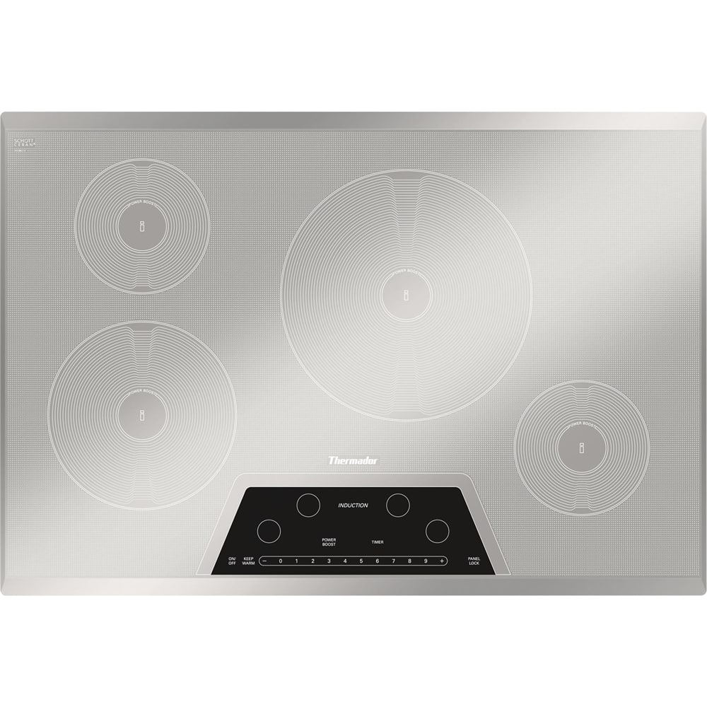 Front. Thermador - MASTERPIECE SERIES 29.9" Electric Induction Cooktop - Silver mirror.