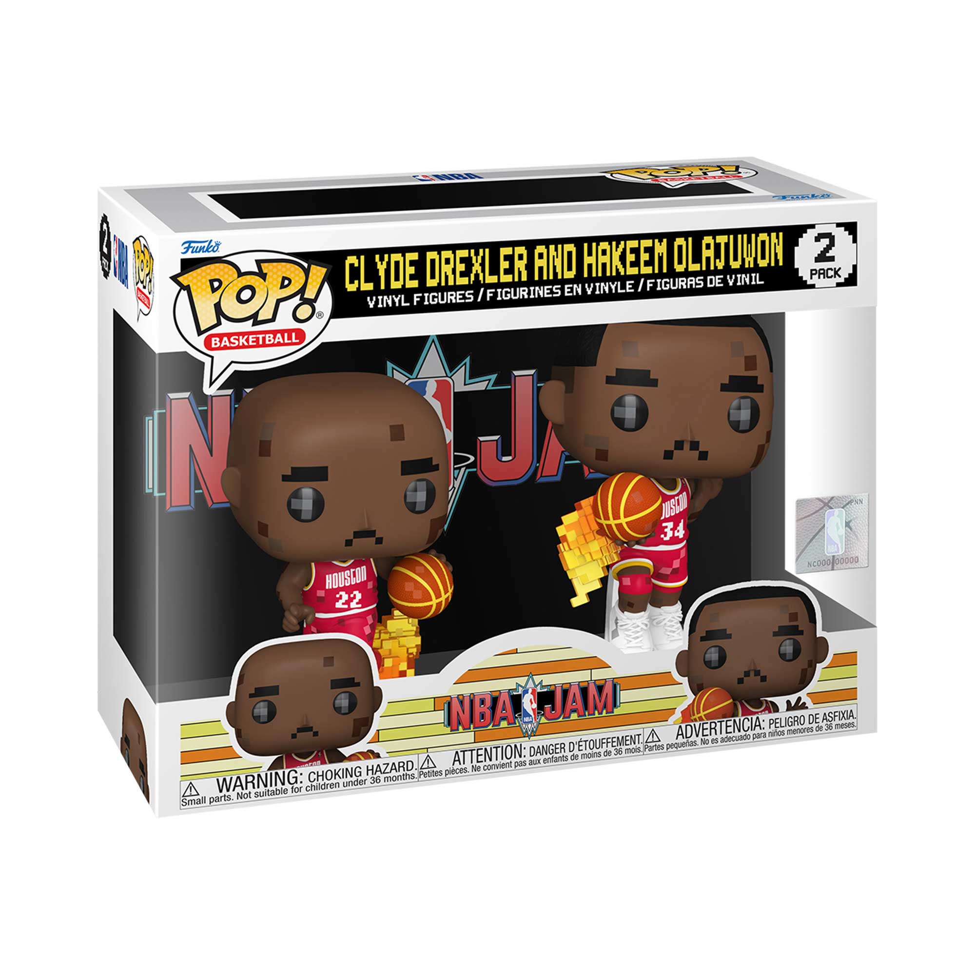 AT THR 1 Funke OLAJUWON 2 CL YDE DREXLER AND HAKEEM PACK FIGURAS DE VINIL I F FIGURINES EN VINYLE POP! VINYL FIGURES BASKETBALL NBA JAM PELIGRO DE ASFIDIA. ADVERTENCIA: menores de 3 años. A partir de 36 meses de edad - DANGER: small parts. Not suitable for children under 36 months. Petites parties. Ne convient pas aux enfants de moins de 36 mois. WARNING: small parts. Not suitable for children under 36 months.