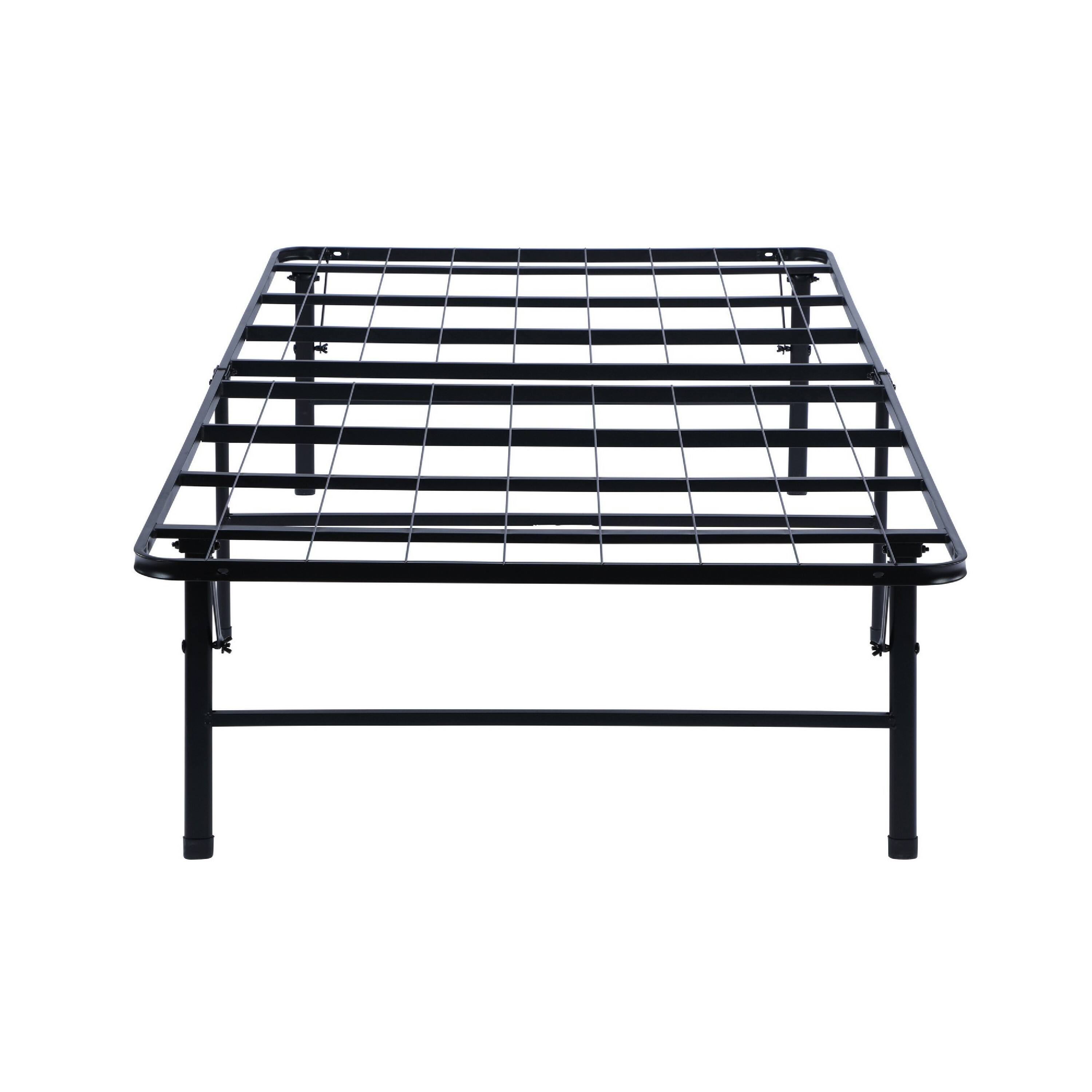 Angle. Manhattan Lane - Adel Full Size Low Profile Bed, Foldable Metal Frame - Black.