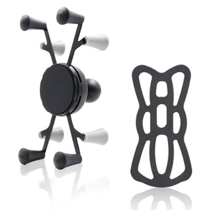 Front. TECH SAFARI - Phone Holder With B Size 1"" Ball Mount Handlebar Compatible Ram And Systems Double Socket Arm Black - Default.