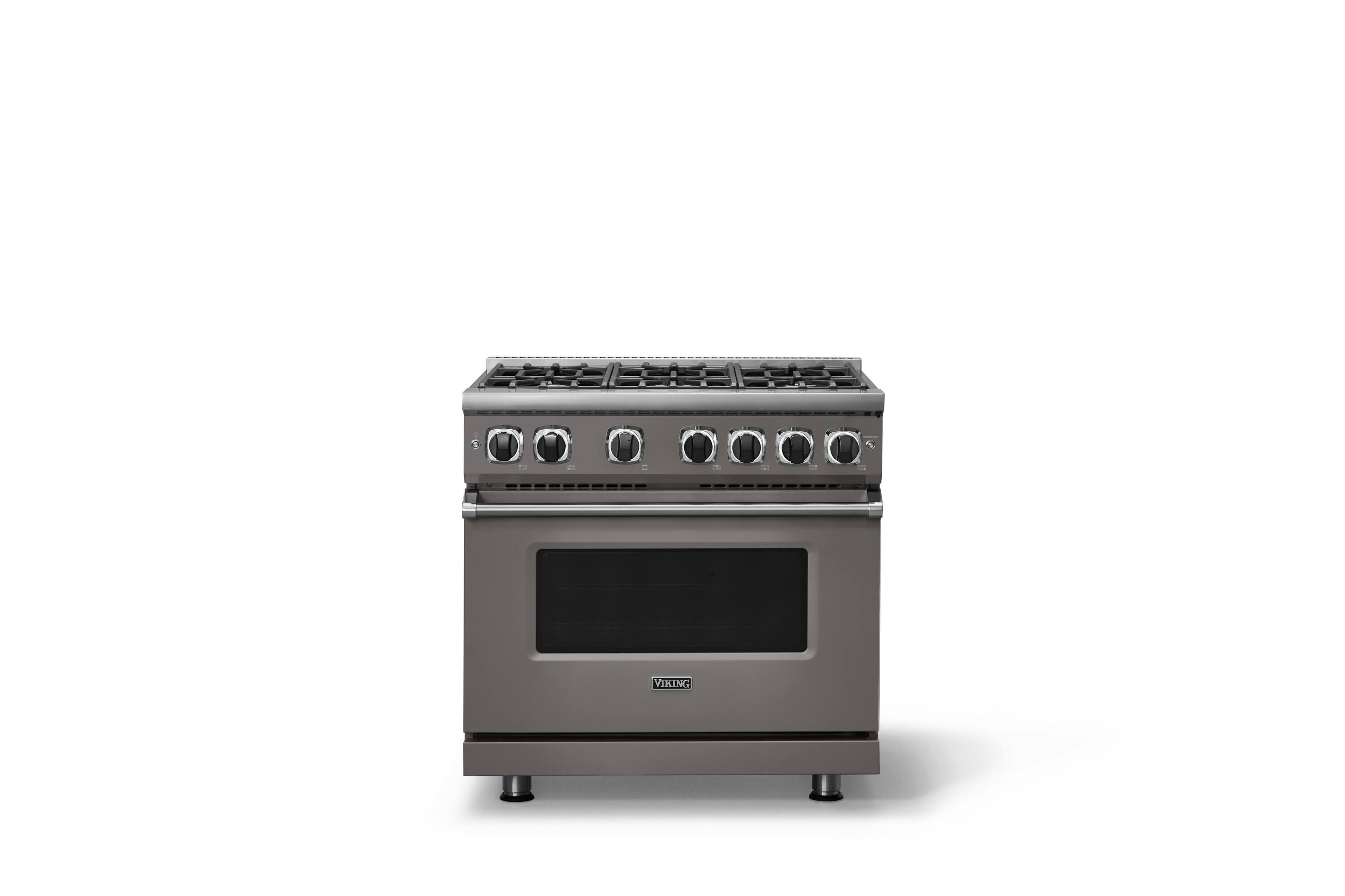 Alt View 4. Viking - Pro 7 Series 5.6 Cu. Ft. Freestanding Sealed 4 Burner Gas Convection Range - Damascus Gray - Damascus Gray.