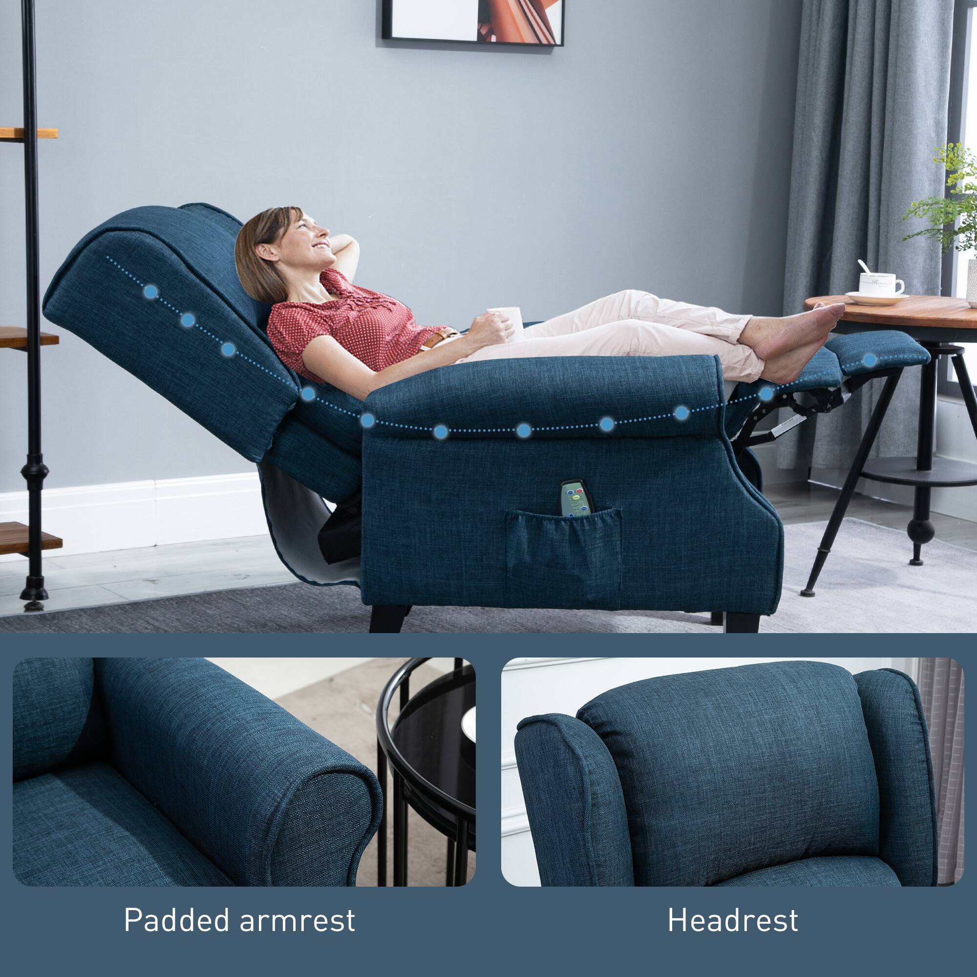 Padded armrest
Headrest