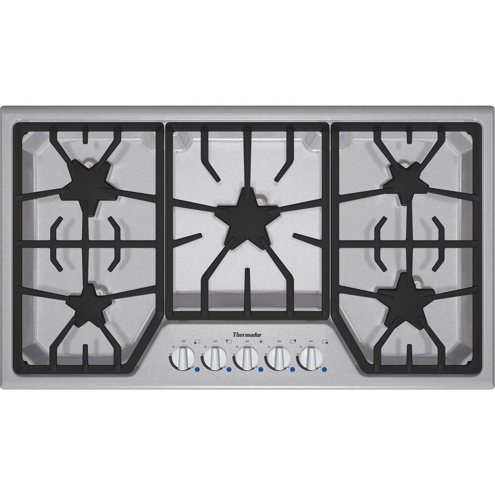 Front. Thermador - MASTERPIECE SERIES 36" Gas Cooktop - Stainless Steel.