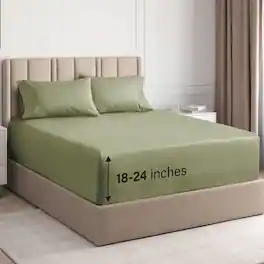 CGK Linens - 6 Piece Sheet Set - Extra Deep Pocket for 18"-24" Mattresses & Extra Pillowcases - Twin - Sage Green
