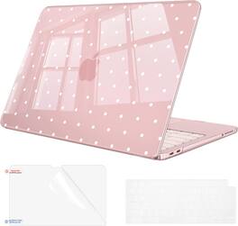Fintie - Case with Keyboard Skin & Screen Protector for MacBook Neo 13 Inch (Model A3404, 2026 Release) Snap-On Hard Shell Cover - Blush Polka Dot