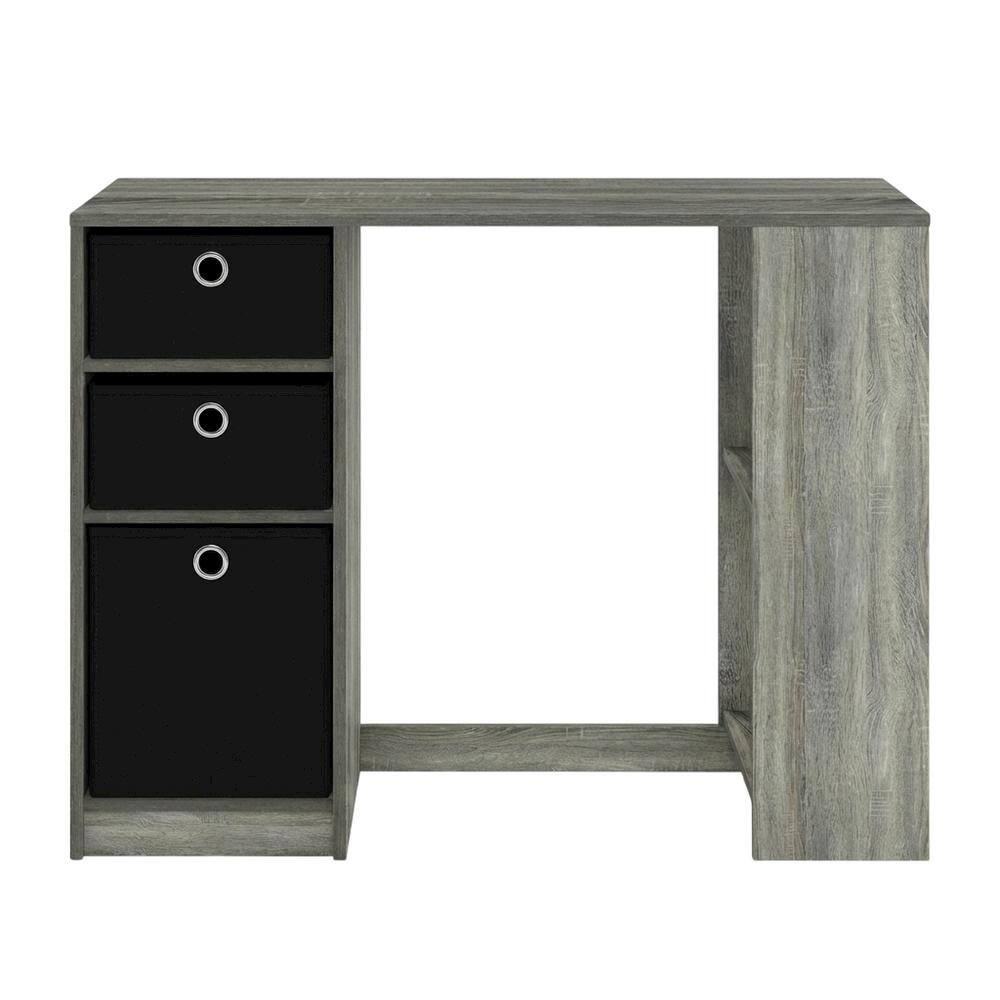 Back. BisonOffice - Modern computer desk in French Oak Grey - spacious workspace, sturdy build - French Oak Grey/Black.