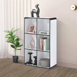 Kings Brand Furniture - Dothan Wood 6-Cubed Open Bookcase - Storage Shelf Organizer Bookshelf - White