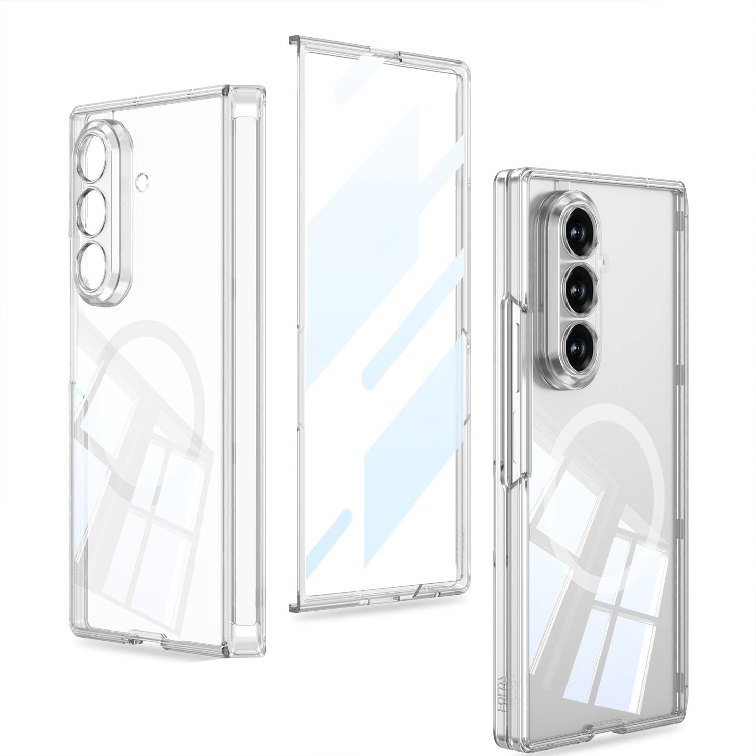 Front. Dteck - Clear Case for Samsung Galaxy Z Fold8 Ultra, Compatible with MagSafe, Hinge Protection with Built-in Screen Cover - Clear.