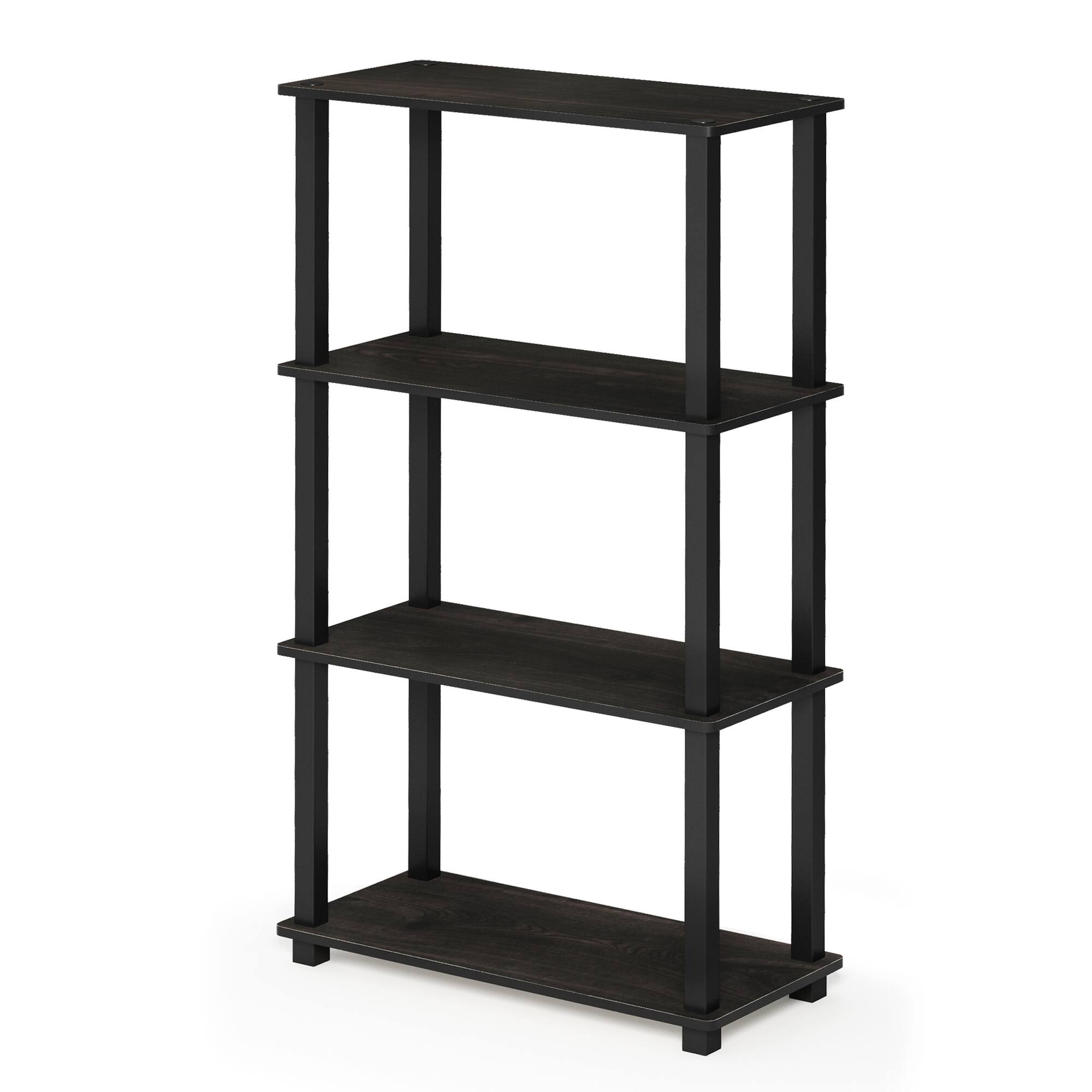 Alt View 4. HOMLUX - 4-Tier 43.3" Corner Shelf Open Shelves for Display for Living Room and Office Organization Espresso - Espresso & Black.