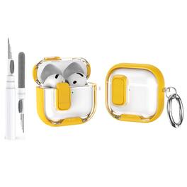 Dteck - For Airpods Pro 3rd Gen (2025) Shockproof Clear Safety Lock Design Case With Metal Ring + Clean Pen - Yellow