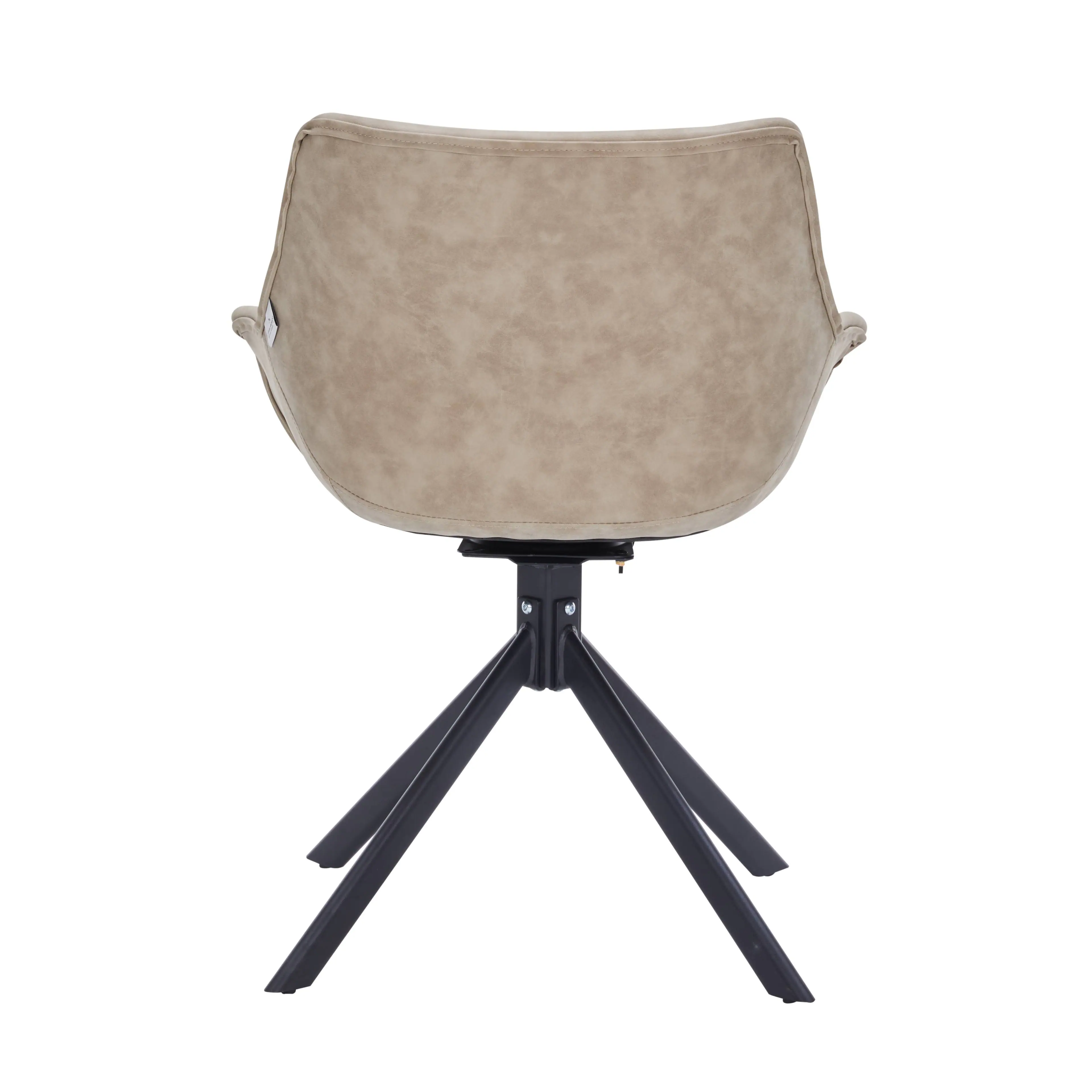 Alt View 4. LeisureMod - Markley 2-PCS Distressed Leather Swivel Accent Side Chair - Metal Base - Taupe.