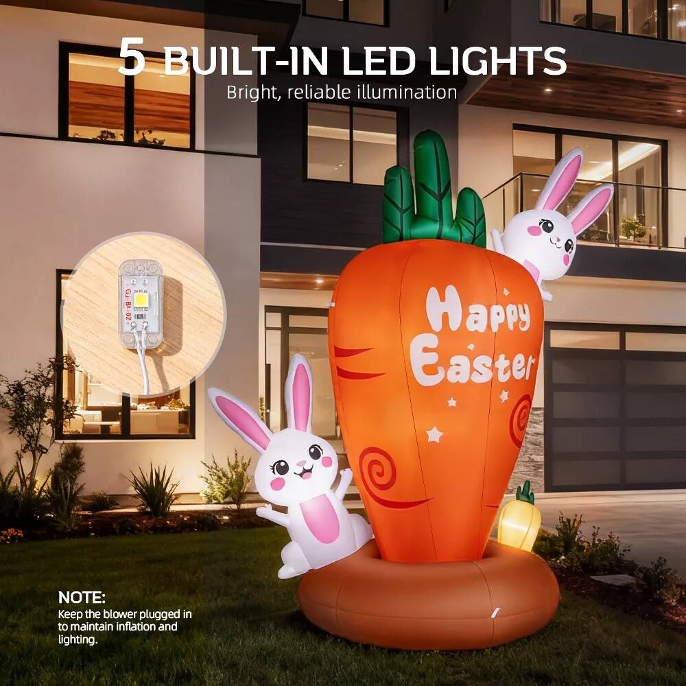 5 BUILT-IN LED LIGHTS  
Bright, reliable illumination  

Happy Easter  

NOTE: Keep the blower plugged in to maintain inflation and lighting.