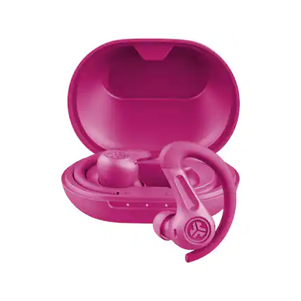 Front. JLab - JBuds Sport ANC 4 True Wireless Earbuds - Pink.