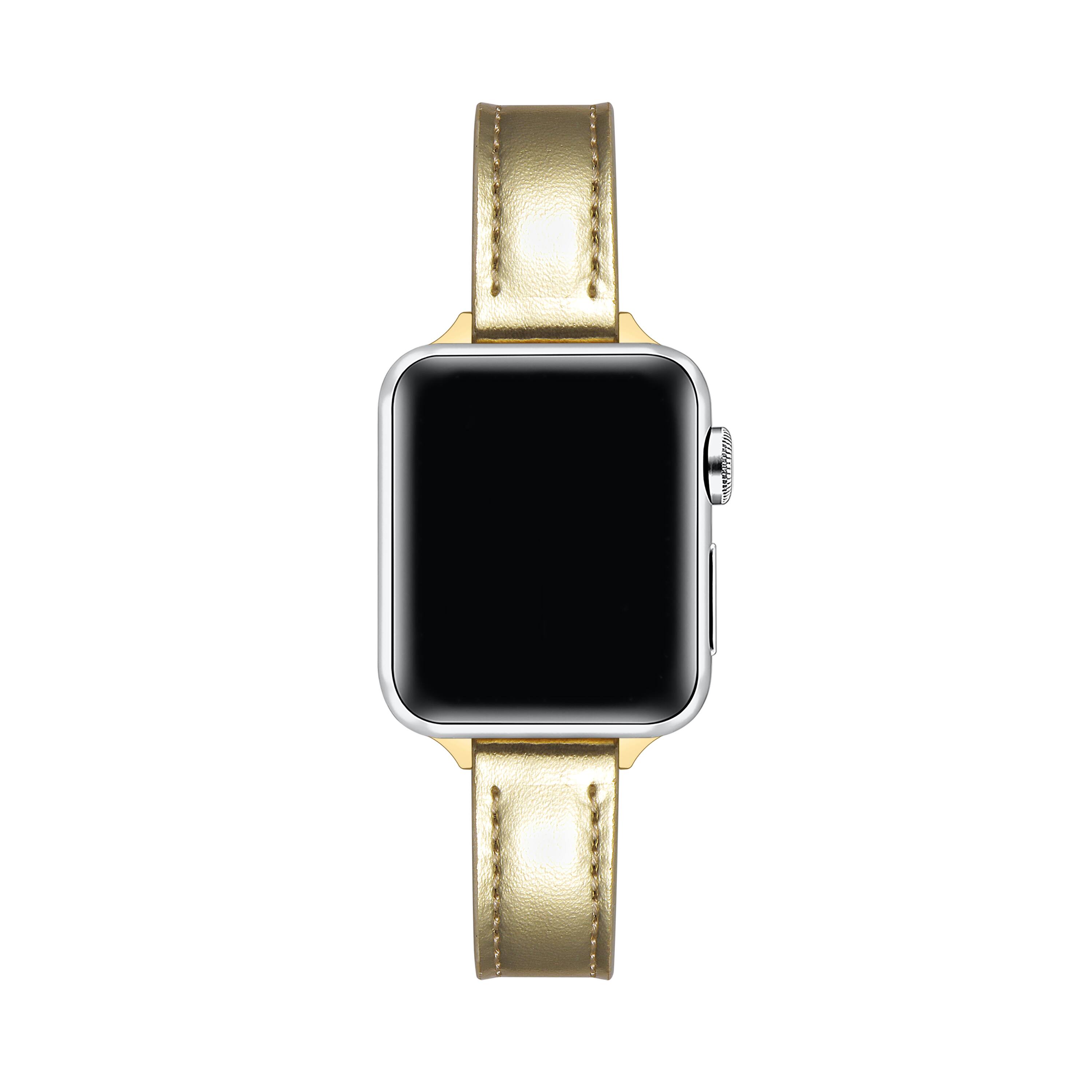 Back. Posh Tech - Carmen Skinny Leather Band for Apple Watch - Gold.