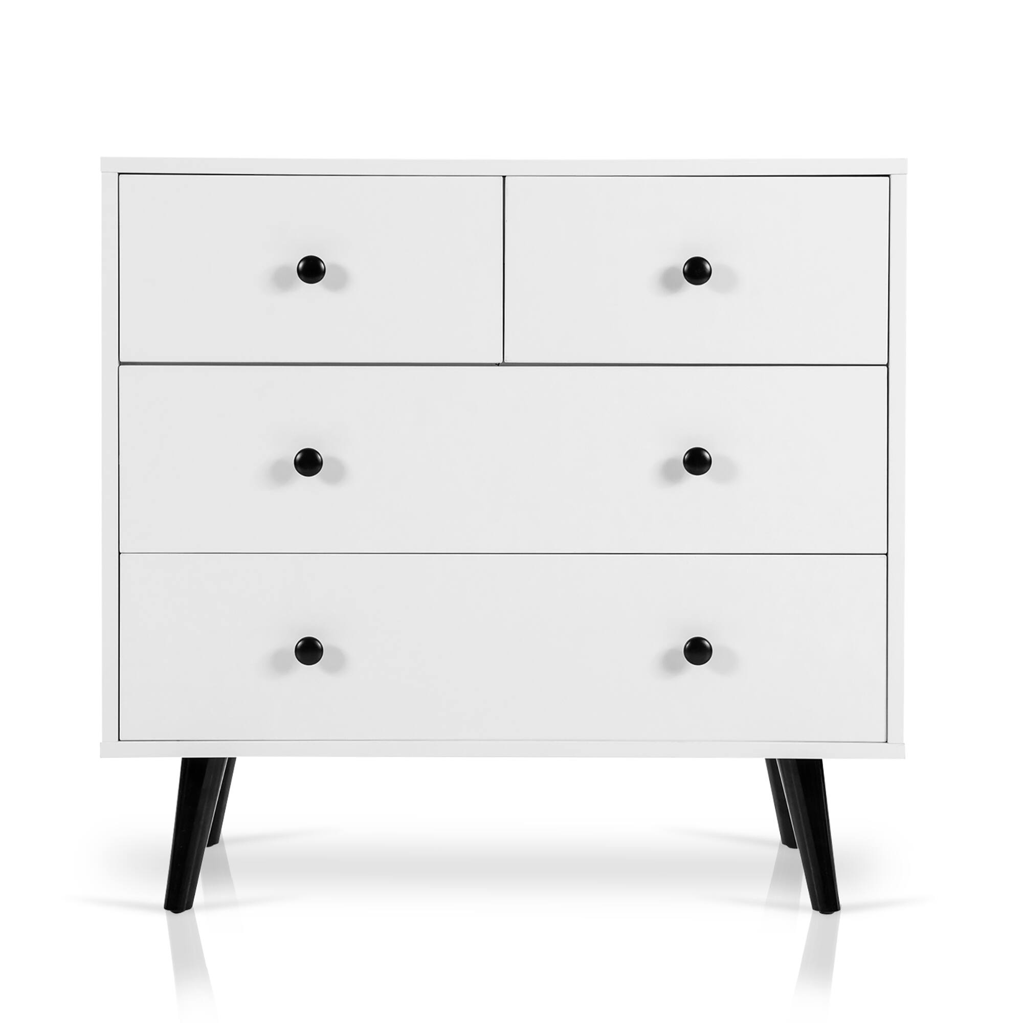 Alt View 9. Costway - Costway 4 Drawers Dresser Chest of Drawers Free Standing Sideboard Cabinet - White.