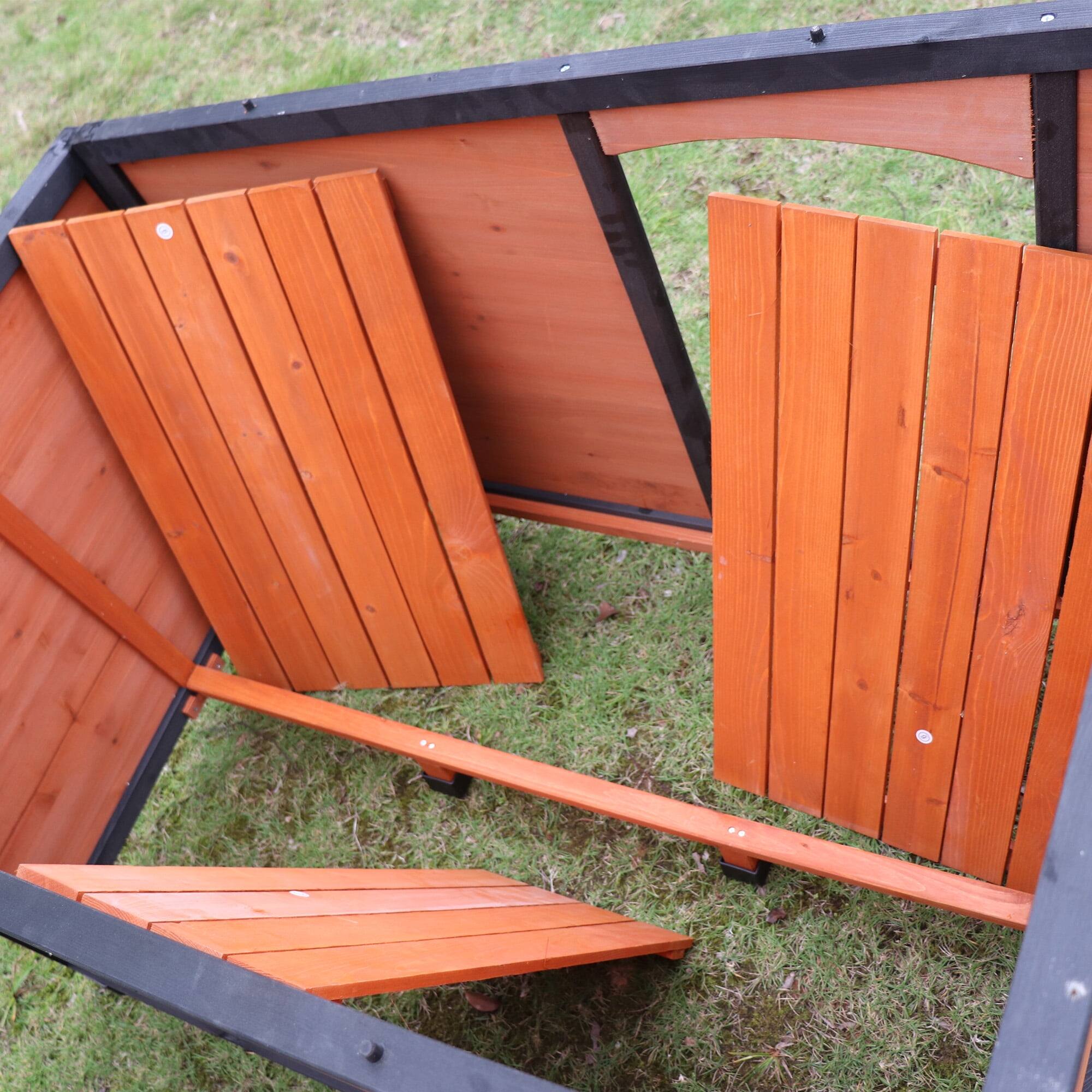 Alt View 2. Pefilos - 46" Wood Dog House for Large Dogs with PVC Roof and Removable Floor Outdoor Weatherproof Pet Cat House.