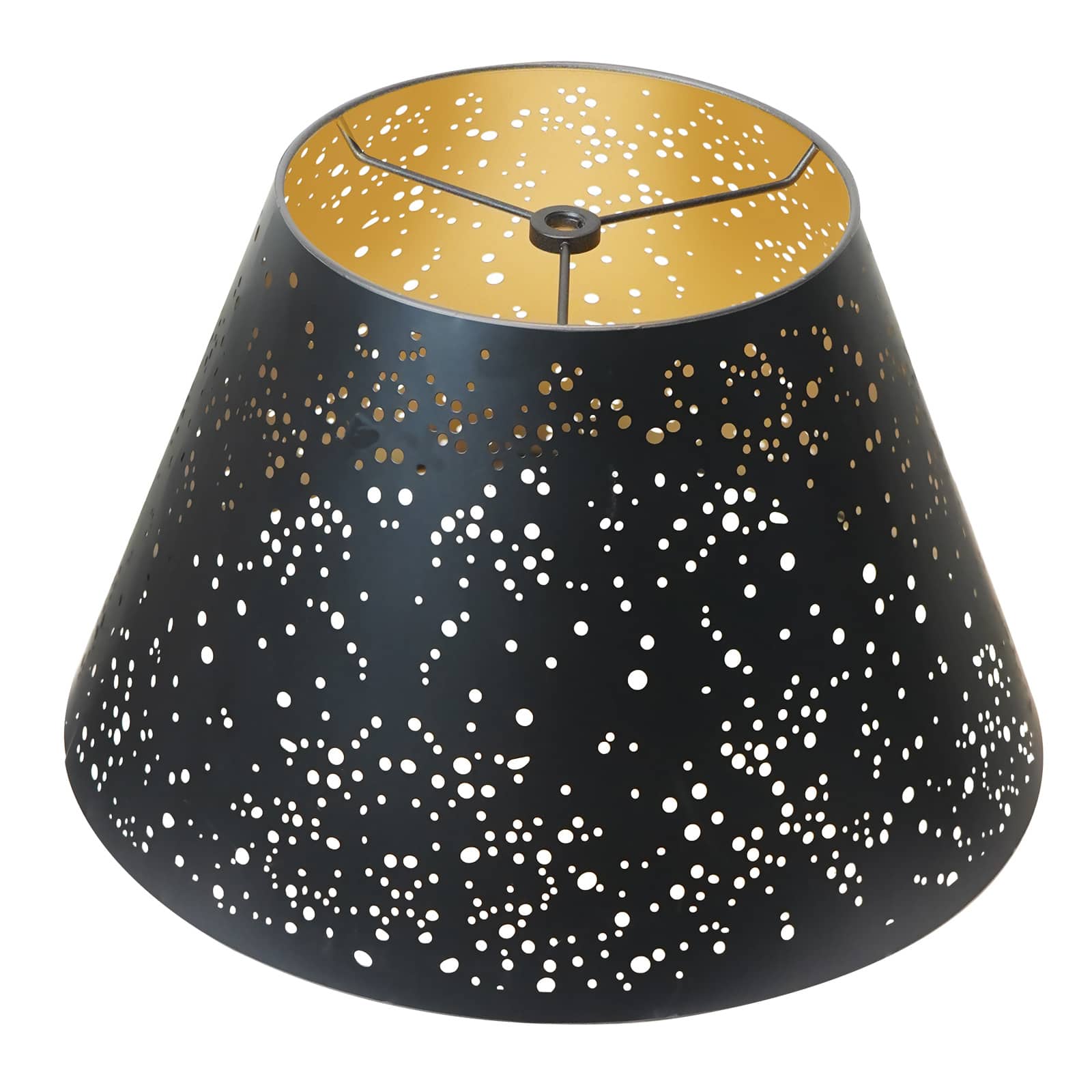 Medium Lamp Shade, ALUCSET Barrel Metal Etching Process Lampshade for Table Lamp and Floor Light, Spider Fitter - Black/Gold