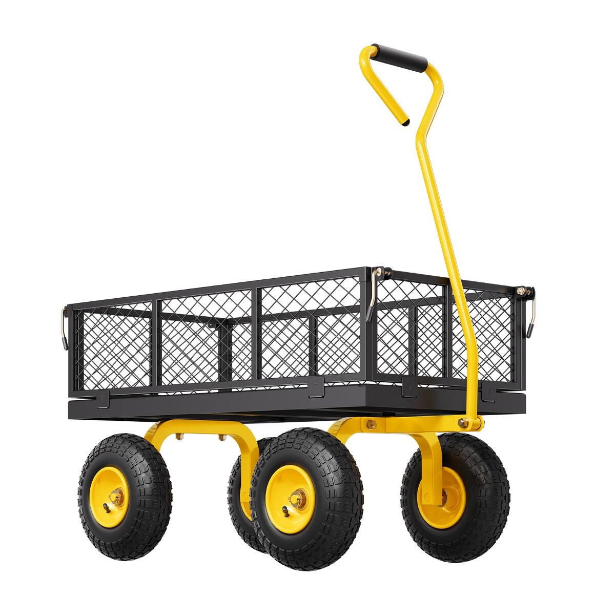 Angle. Loheer - Loheer Heavy Duty Steel Garden Cart, 500 lb Capacity with Removable Mesh Sides and All Terrain Tires.