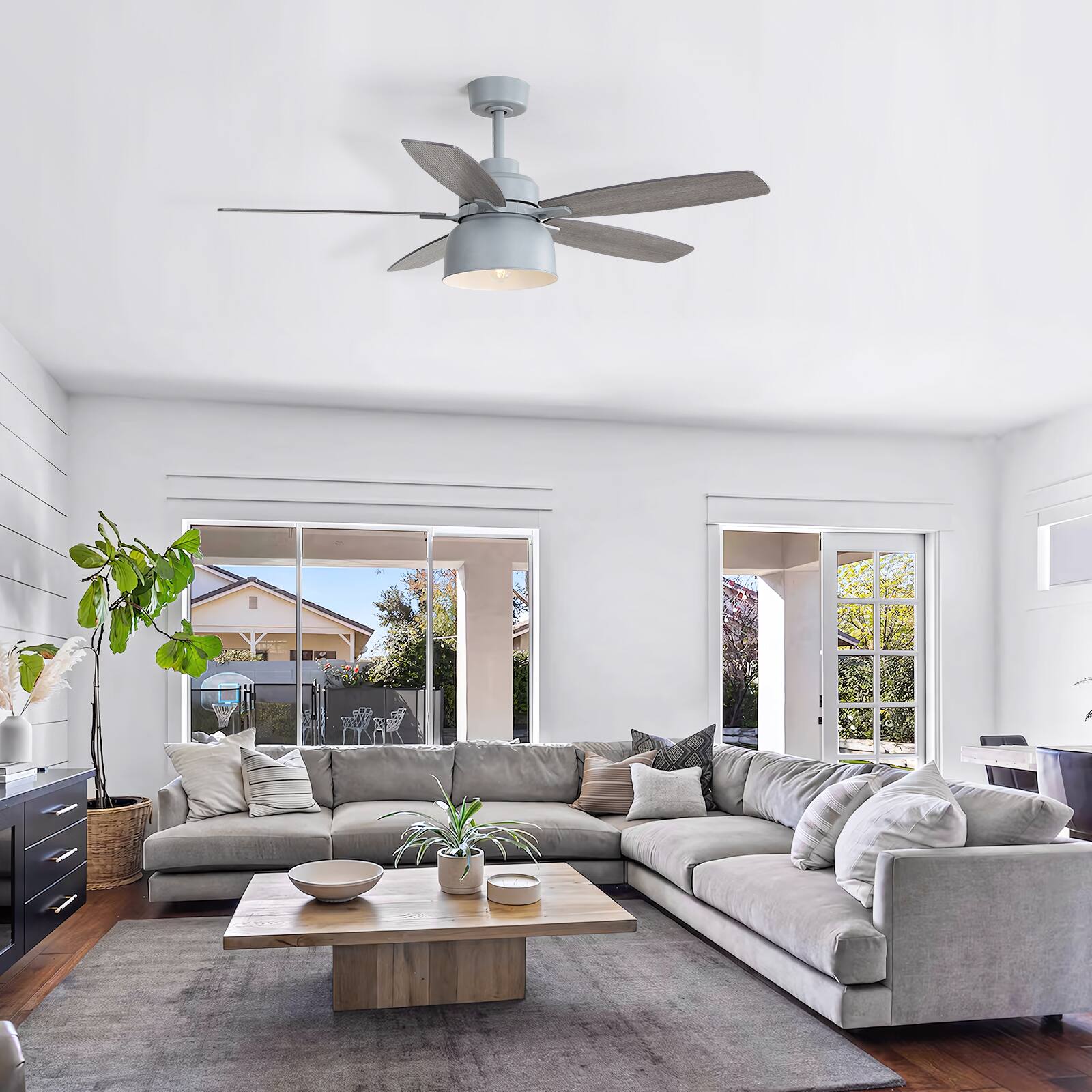 Alt View 7. GreenEver - 72" Matte Black DC Ceiling Fan: Dimmable 3-Color LED, Quiet Reversible Motor, 6-Speed Remote for Large Indoor & Patios - Black.