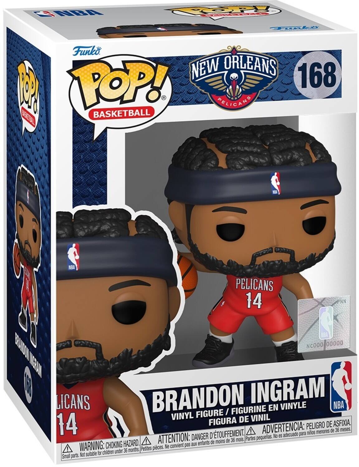 NBA, NEW ORLEANS 168, M POP!, PELICANS, BASKETBALL, NBA, PELICANS 14, PNN, ABA, BUON, AM 1E, INGRAM, LICANS, BRANDON, FIGURE / FIGURINE EN VINYLE, NBA VINYL DE VINIL, 14, FIGURA, PELIGRO DE ASFIXIA D'TOUFFEMENT, ADVERTENCIA: para nios menores de 36 meses, DANGER pequeias, No es adecuado, HAZARD, ATTENTION: aux enfants de moins de 36 mois, Partes, WARNING: CHOKING, Petites pieces, Ne convient pas for children under 36 months, Smal parts, Not sutable