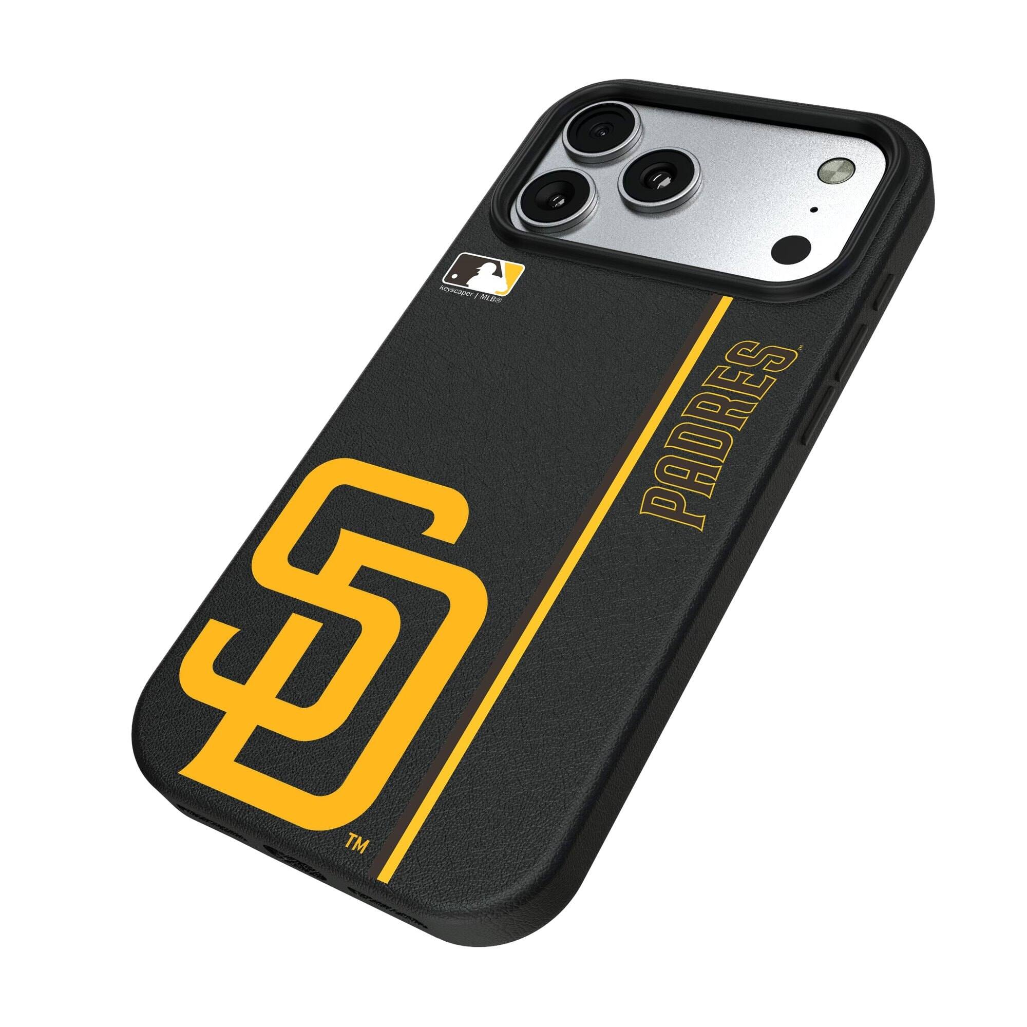 Alt View 1. Keyscaper - San Diego Padres iPhone Magnetic Bump Case - 15 Pro Max - Black.
