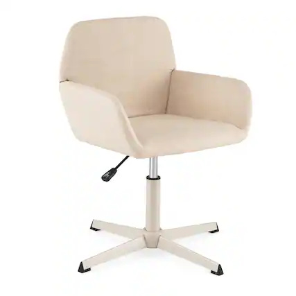 Front. WELLFOR - Vanity Chair with Back 360° Swivel Armchair w/ Adjustable Height for Home Office - Beige.