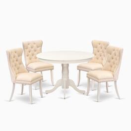 East West Furniture - 5 Piece Kitchen Table & Chairs Set - White