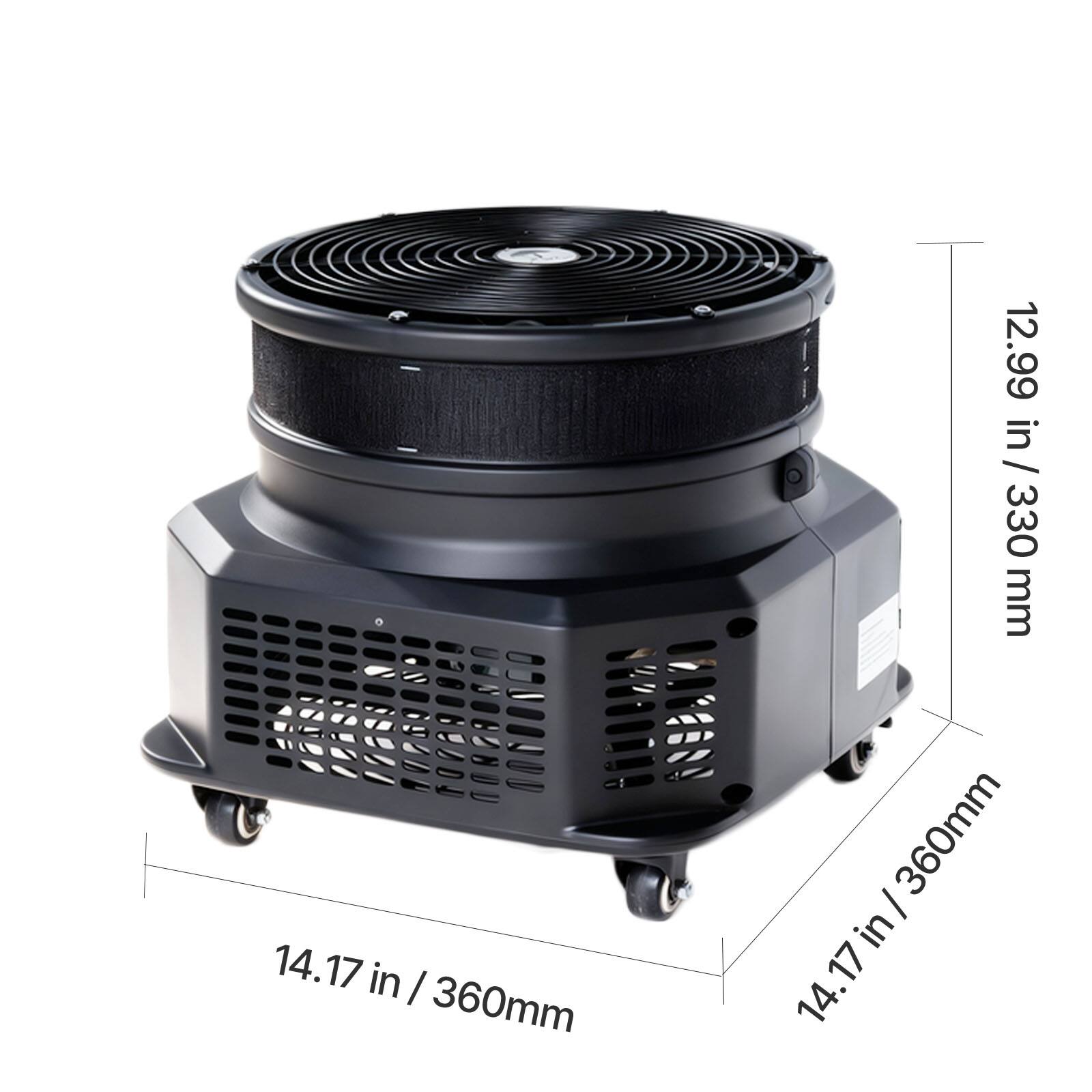 14.17 in / 360mm  
12.99 in / 330 mm