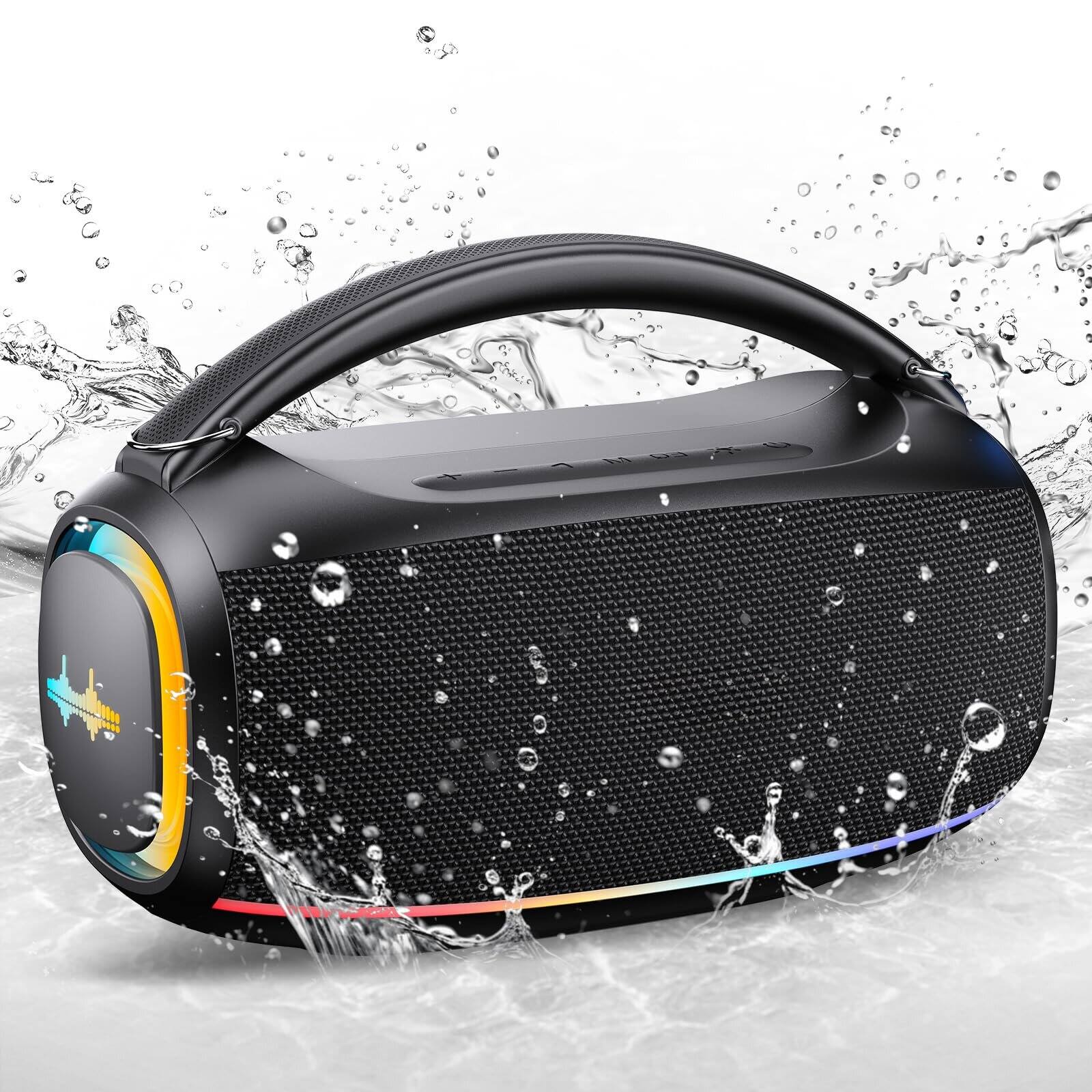 Front. Dazzed Corner - Portable Bluetooth Wireless,Portable Speaker with TWS - Black.